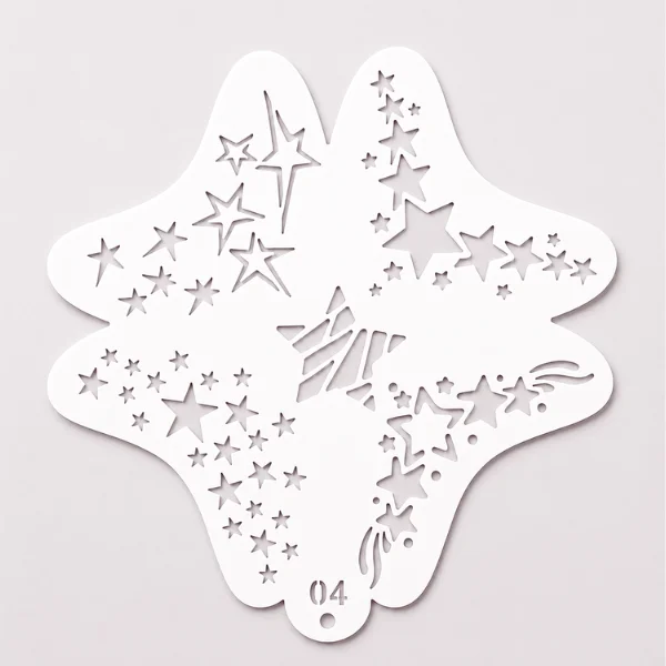 Plantilla Fantasy Star 04 | Plantilla Plástica Flexible para Pintura Facial y Corporal – Diseños Variados en una Sola Plantilla