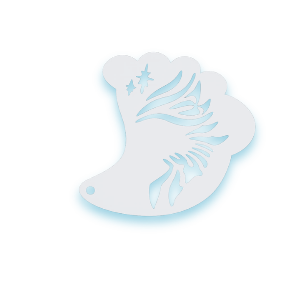 Plantilla Fantasy Ala 011 | Plantilla Plástica Flexible para Pintura Facial y Corporal – Ideal para Diseño de Ojos y Más