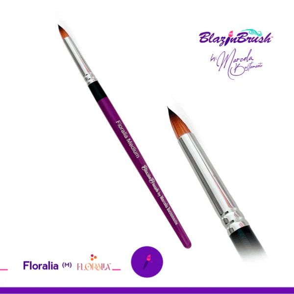 Pincel Floralia Mediano | Blazin Brush by Marcela Bustamante – Pincel redondo profesional para pétalos y flores en pintura facial