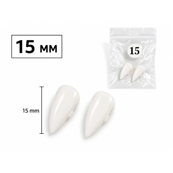 Dientes de Vampiro Falsos 15mm | Colmillos de Resina para Halloween, Zombie y Cosplay